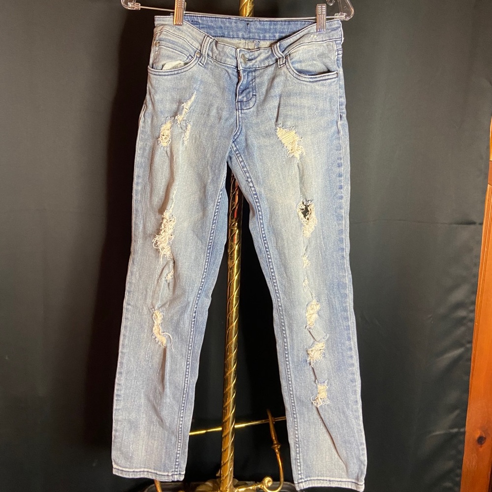 ripped blue jeans